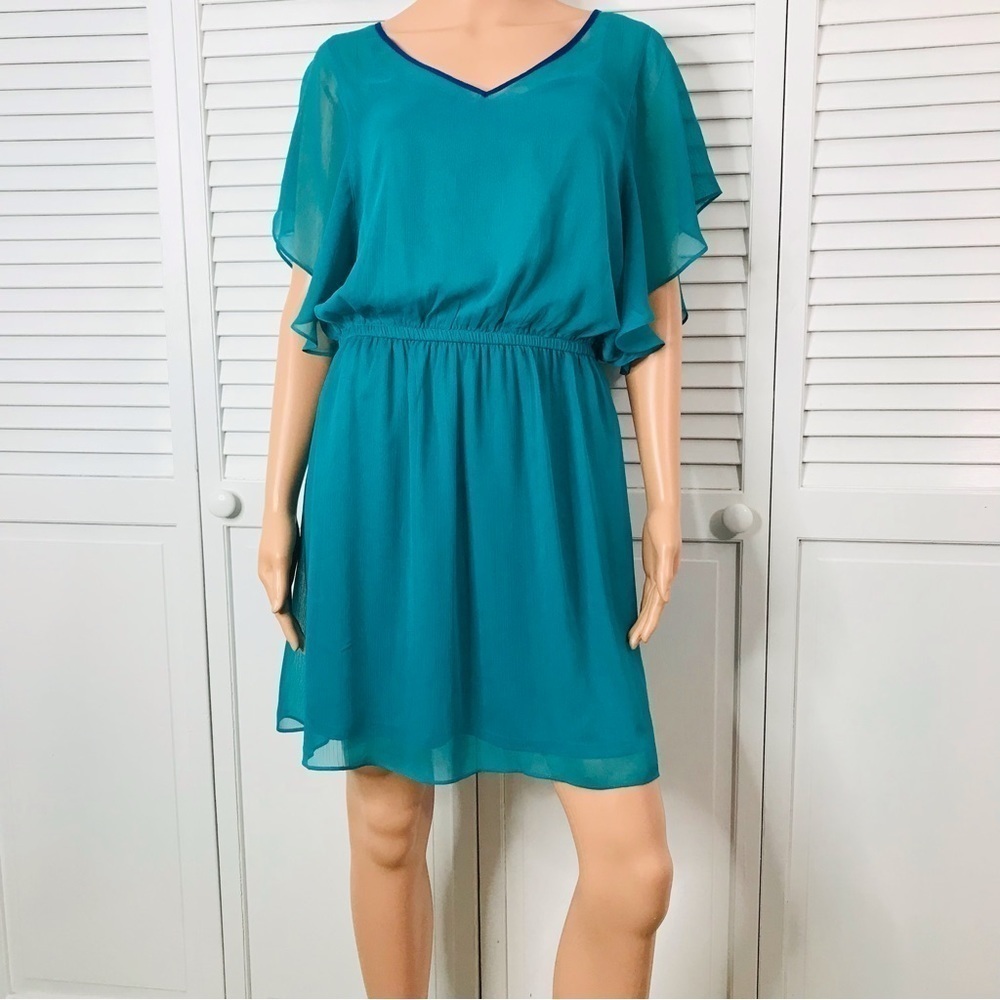 Price is firm EXPRESS Turquoise V-Neck Flutter Sleeve Dress Size Large